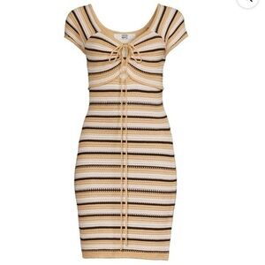 Steve Madden Striped Knit Dress - Black, White, Tan